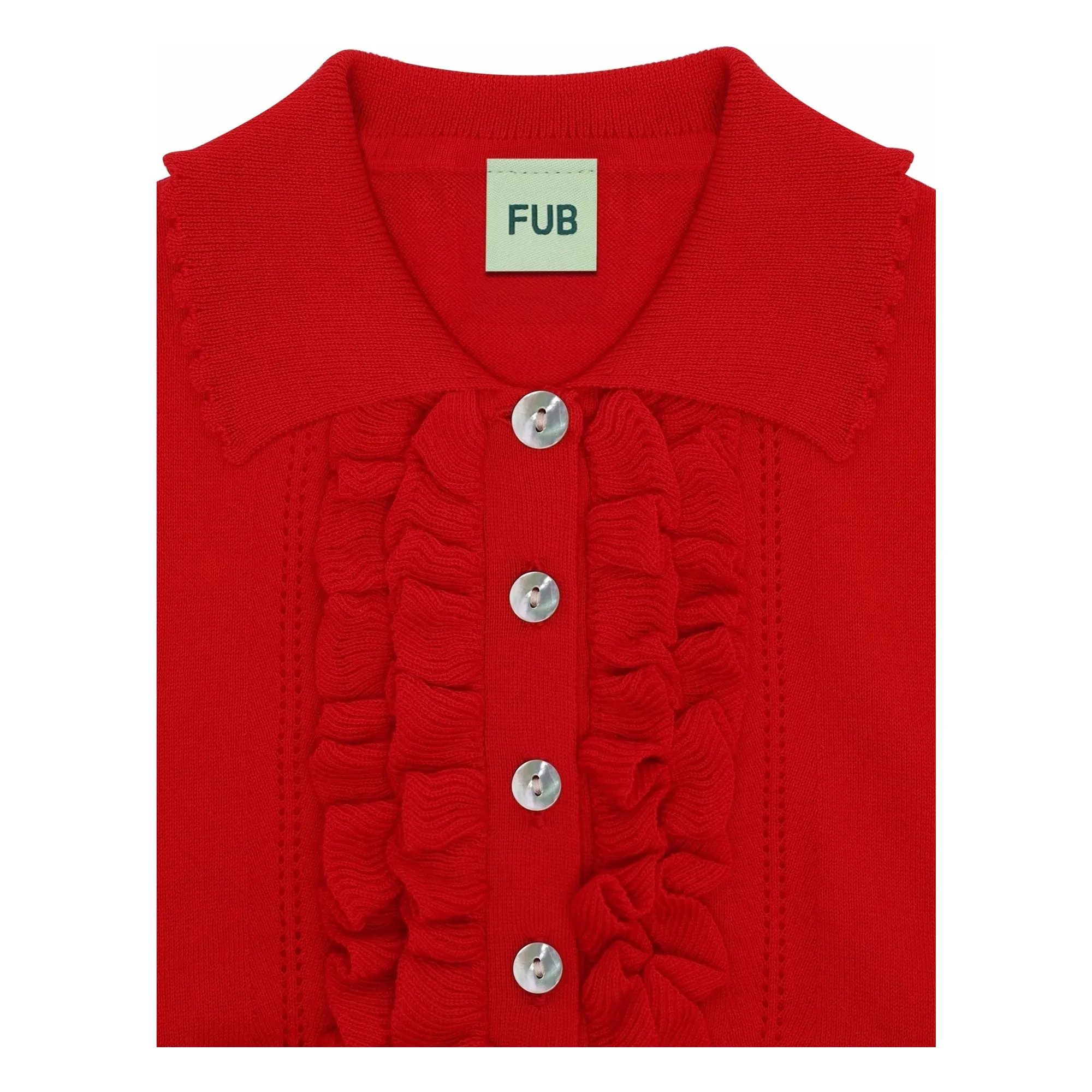 Polo Volants Maille Extra Fine Coton Bio | Rouge- Image produit n°2