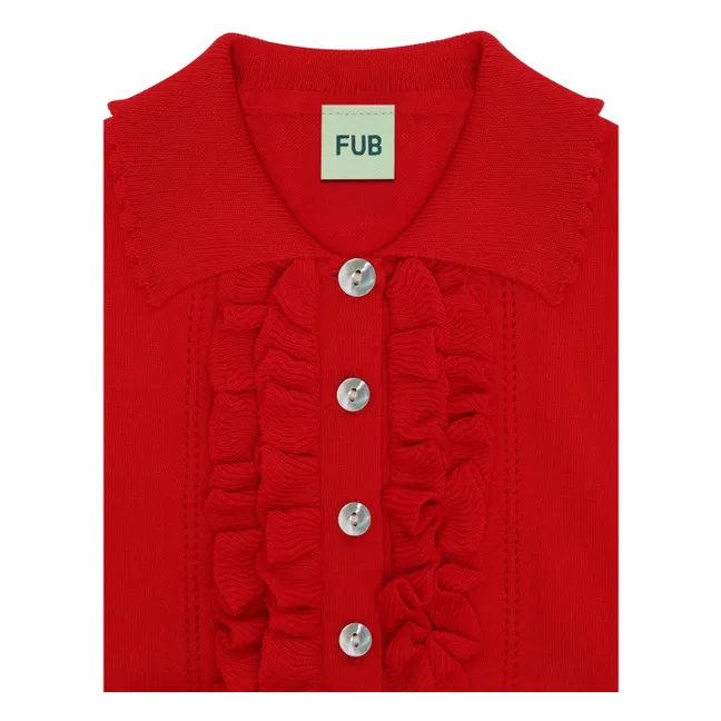 Polo Ruffle Punto Extrafino Algodón Ecológico | Rojo