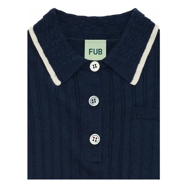 Polo Côtelé Maille Fine Coton Bio | Bleu marine