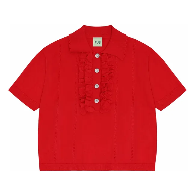 Polo Ruffle Punto Extrafino Algodón Ecológico | Rojo