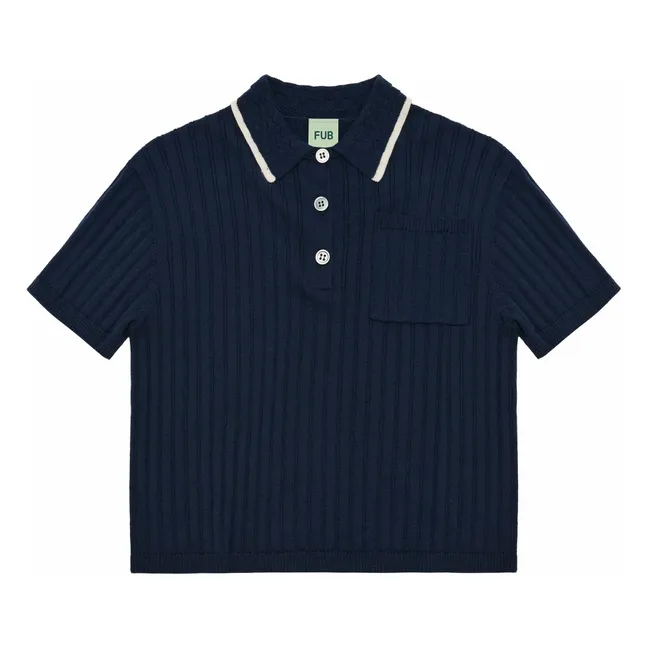 Polo de punto fino de algodón ecológico | Azul Marino