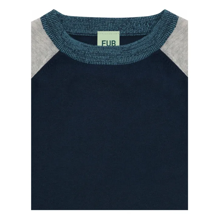 Camiseta Colorblock Malla Extrafina Algodón Ecológico | Azul Marino- Imagen del producto n°2