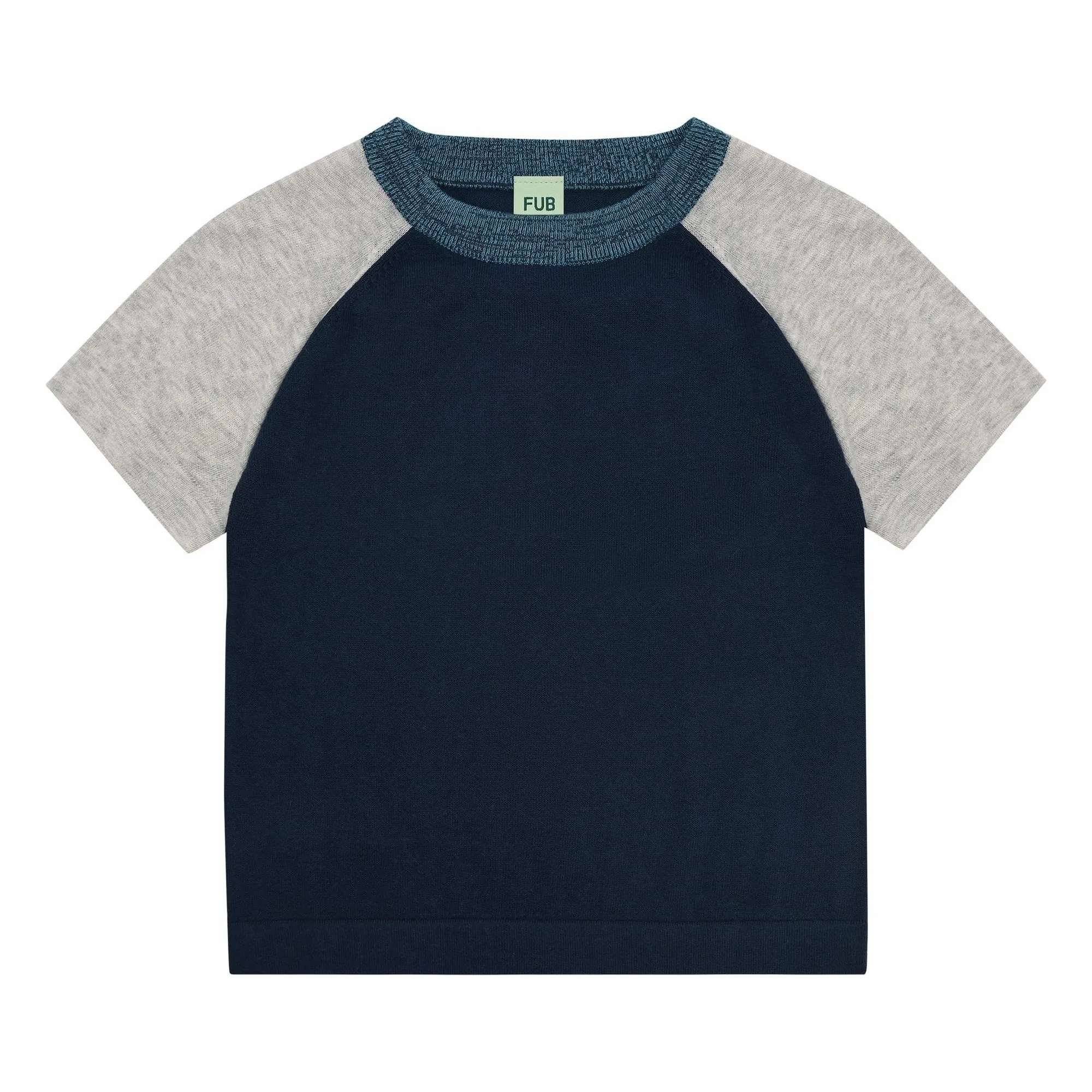 Fub Navy Blue Colorblock T-Shirt Extra Fine Mesh Organic Cotton