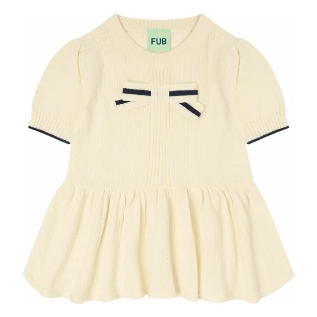 Bow T-shirt Fine knit Organic cotton | Ecru