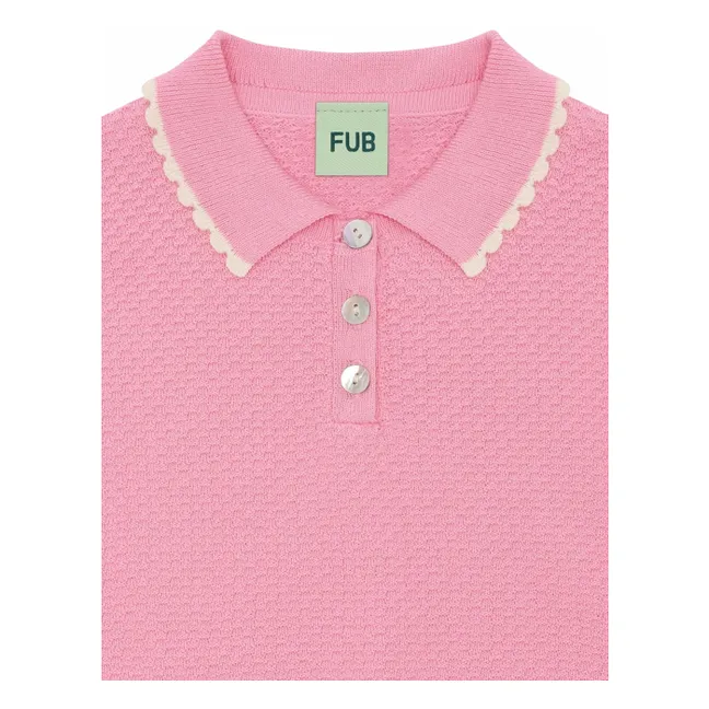 Polo Oversize Piqué Punto Fino Algodón Ecológico | Rosa Bombón