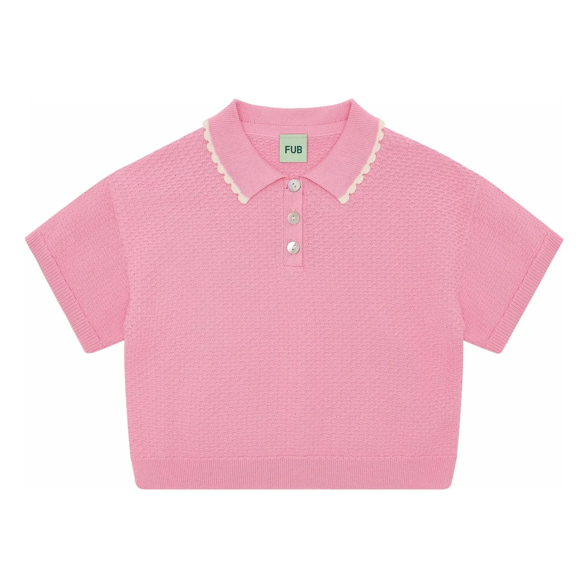 Fub Candy Pink Polo Oversize Pique Maille Fine Organic Cotton