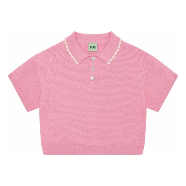 Polo Oversize Pique Maille Fine Coton Bio | Rose bonbon