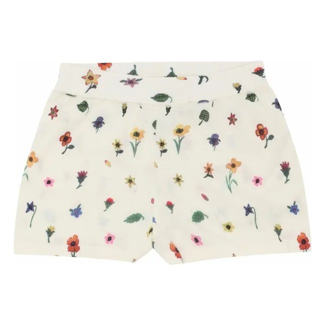 Organic Cotton Extra Fine Mesh Flower Shorts | Ecru