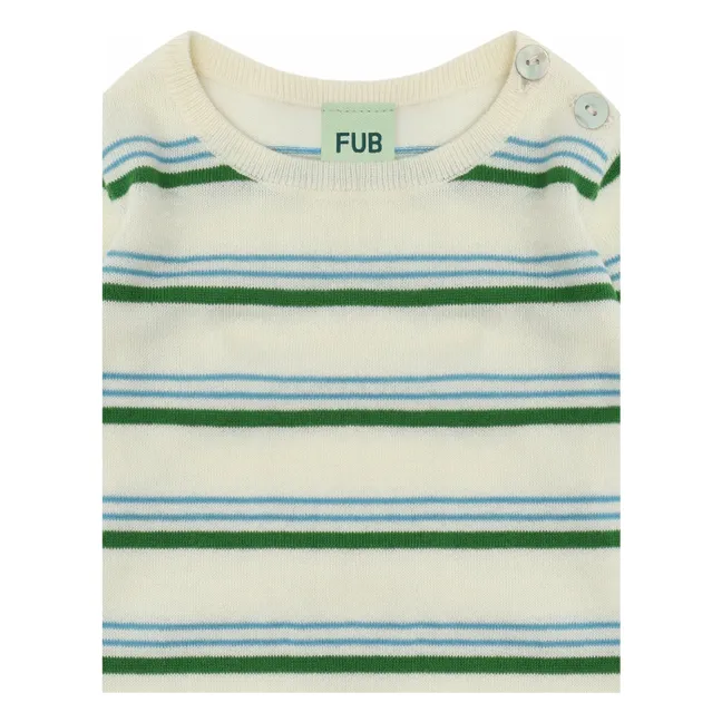 Body de manga larga de algodón orgánico a rayas | Verde