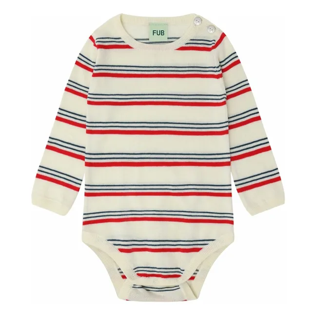 Body Manches Longues Rayé Maille Coton Bio | Rouge