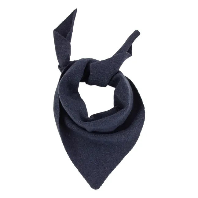 Echarpe Quadro Laine Mérinos | Bleu foncé