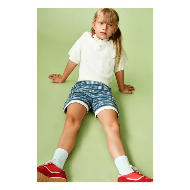 Organic Cotton Fine Knit Check Shorts | Ecru