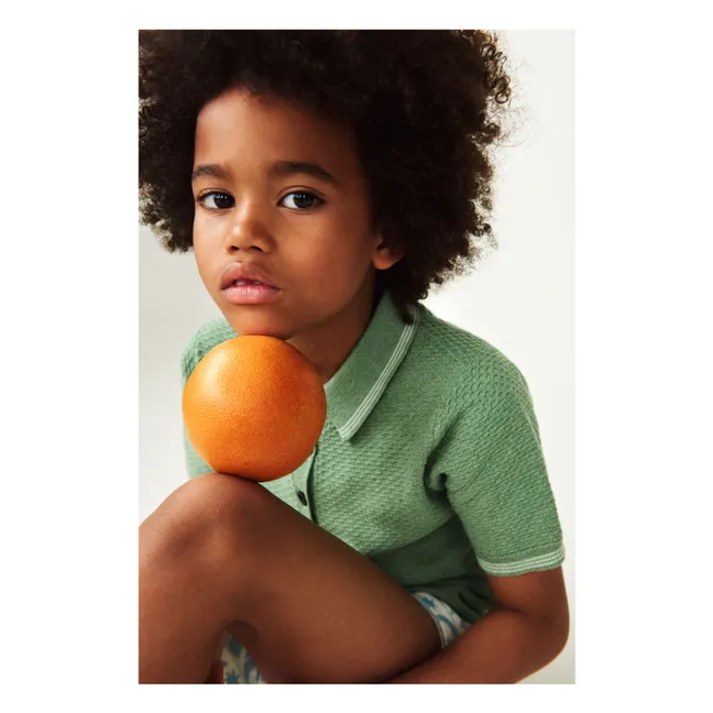 Polo de punto fino de algodón ecológico | Verde