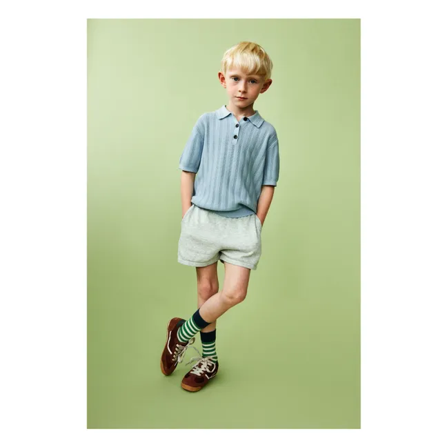 Polo Structure Maille Fine Coton Bio | Bleu pâle