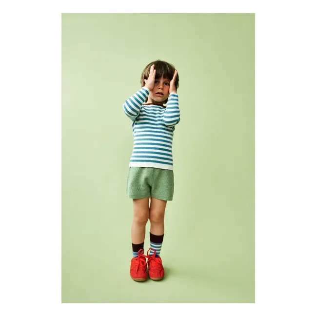 2 Paar gestreifte Classic-Socken | Azurblau