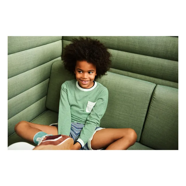 T-shirt Crew Rayé Maille Fine Coton Bio | Vert