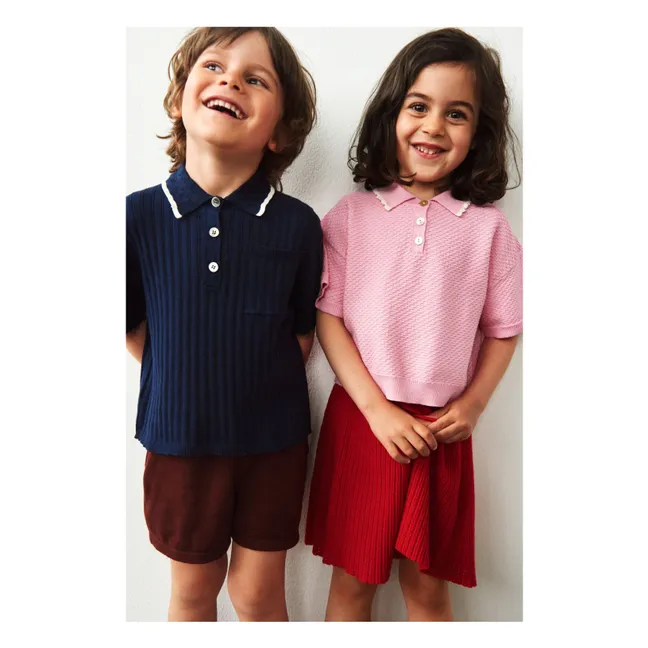 Polo Côtelé Maille Fine Coton Bio | Bleu marine