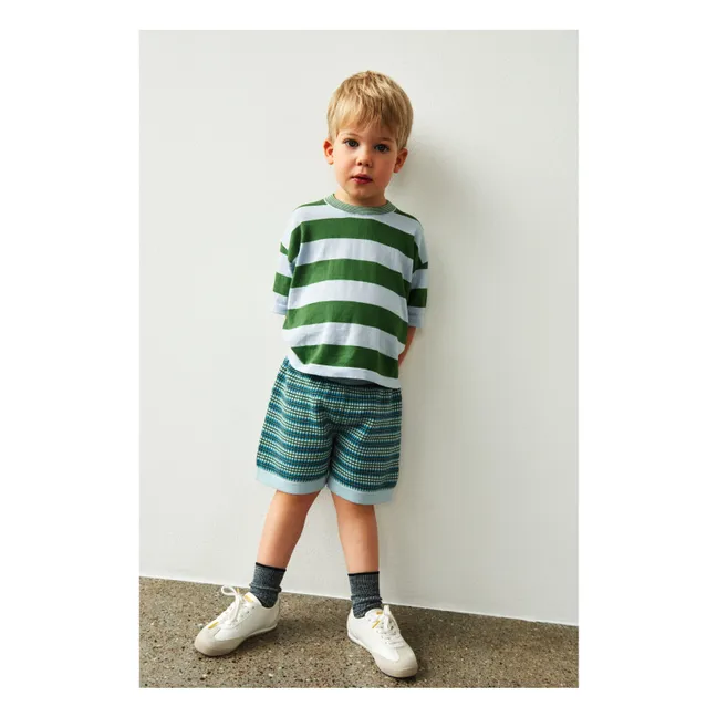 Oversize Striped T-shirt Extra Fine Knit Organic Cotton | Green