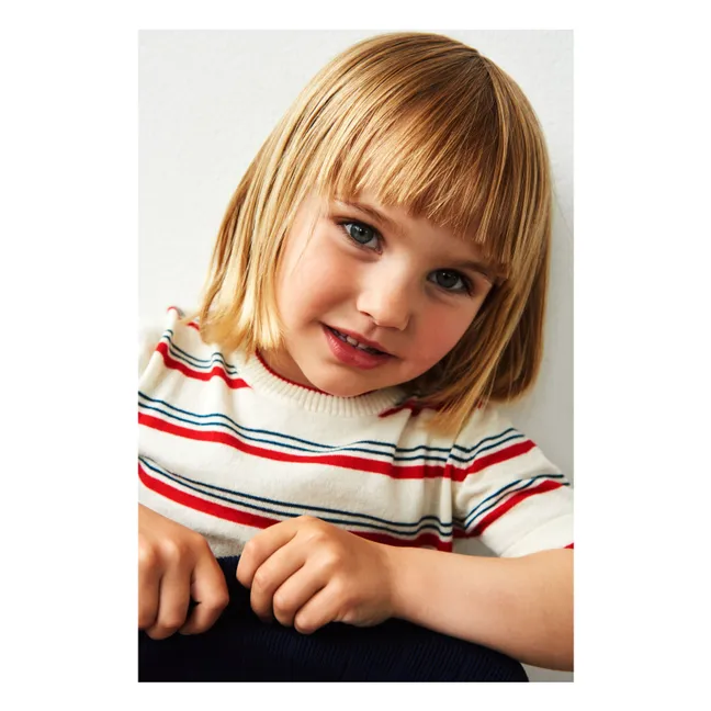 T-shirt Rayé Maille Extra Fine Coton Bio | Rouge