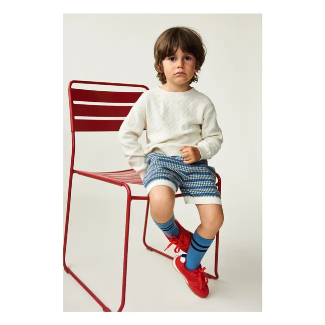 Short Carreaux Maille Fine Coton Bio | Ecru