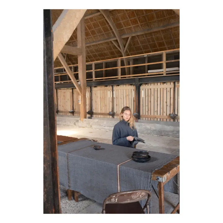 Serviette de table en lin Arlo | Charbon- Image produit n°8