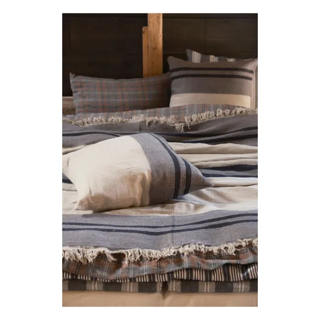 Black House Stripe linen throw | Carbon