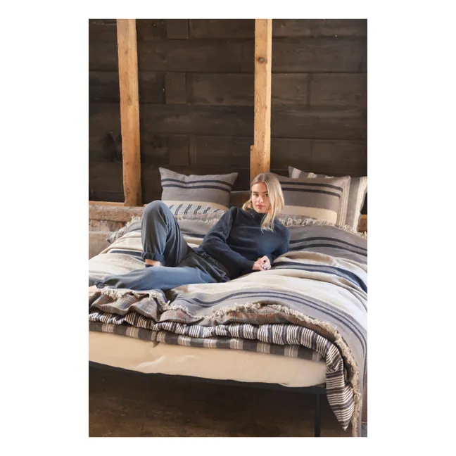 Plaid en lin Black House Stripe | Charbon