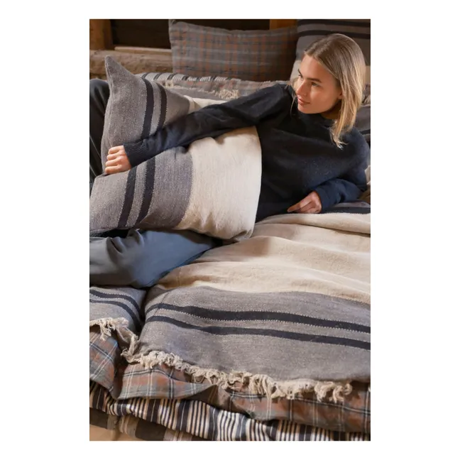 Plaid en lin Black House Stripe | Charbon