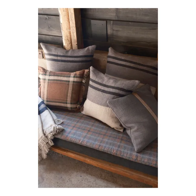 Linen cushion cover Black House Stripe | Carbon