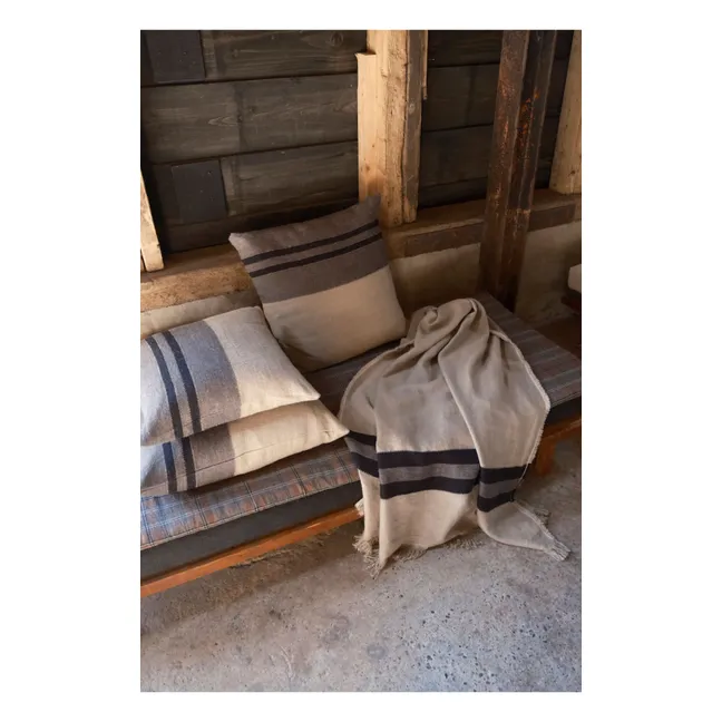 Linen cushion cover Black House Stripe | Carbon