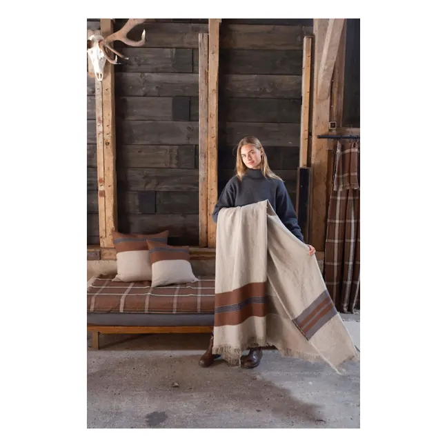 Plaid en lin Sienna | Marron