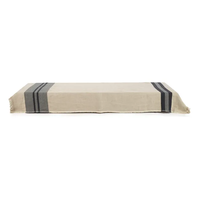 Black House Stripe linen throw | Carbon
