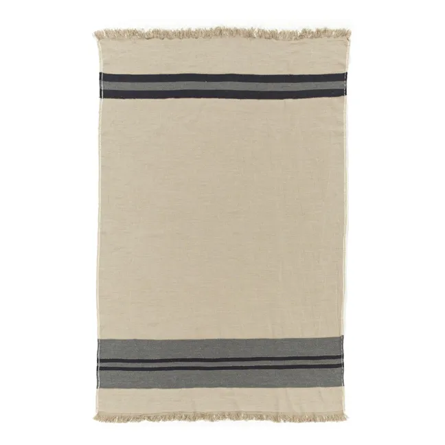 Plaid en lin Black House Stripe | Charbon