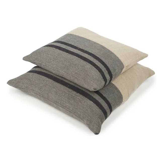 Linen cushion cover Black House Stripe | Carbon