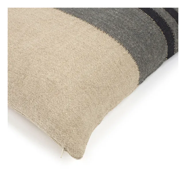 Linen cushion cover Black House Stripe | Carbon