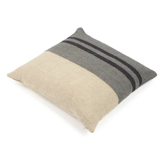 Linen cushion cover Black House Stripe | Carbon