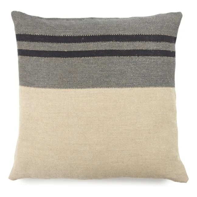 Linen cushion cover Black House Stripe | Carbon