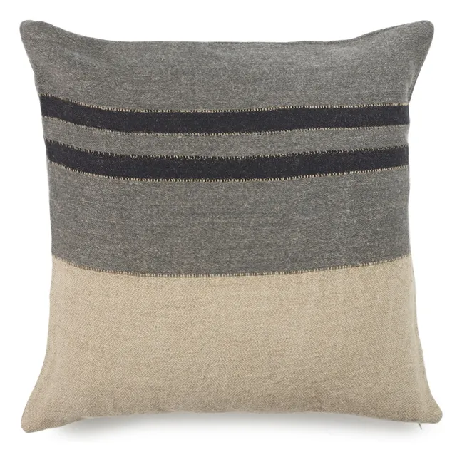 Linen cushion cover Black House Stripe | Carbon