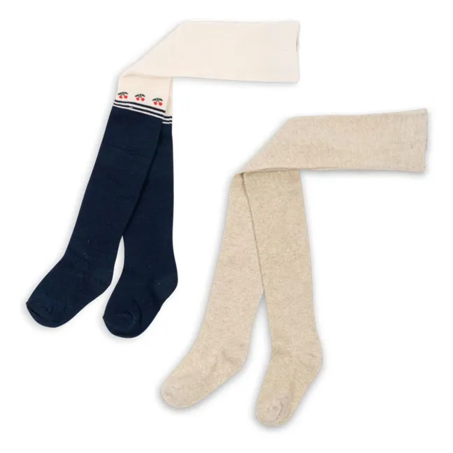 2er-Pack Strumpfhosen Cherry | Beige