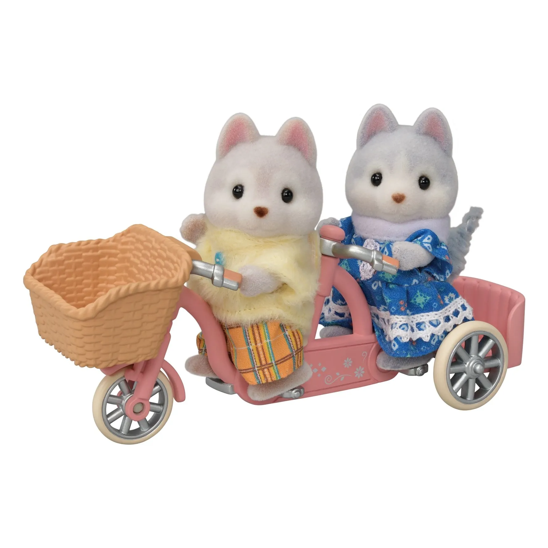 Sylvanian Families Multicoloured Husky Siblings And Their Tandem