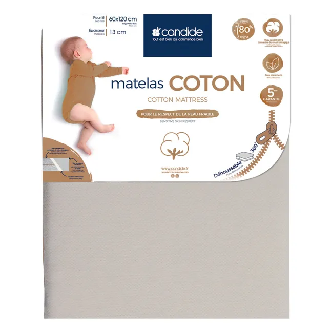 Organic cotton mattress with removable covers | White