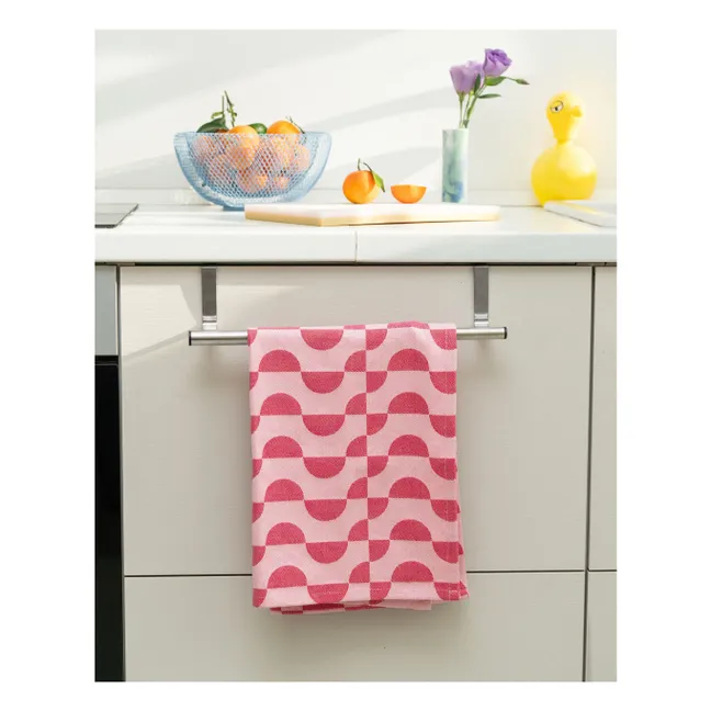 Cherry Flakes tea towel | Pink