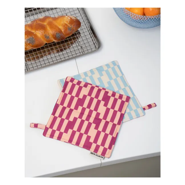 Maniques carrées en coton bio Berry Jam - Set de 2