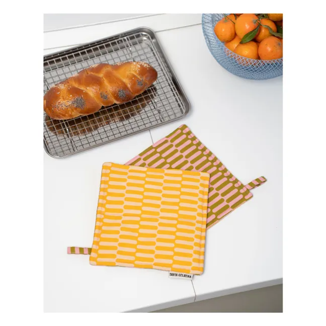 French Fries organic cotton square potholders - Set of 2