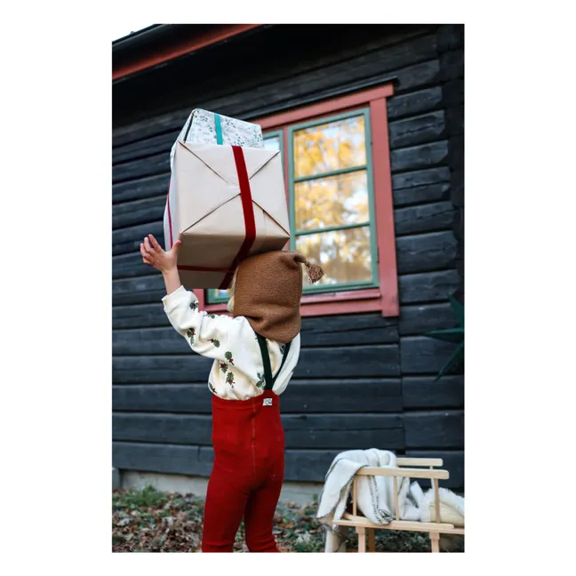 Xmas Organic Cotton Tights | Brick red