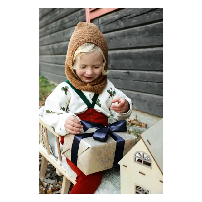 Xmas Organic Cotton Tights | Brick red