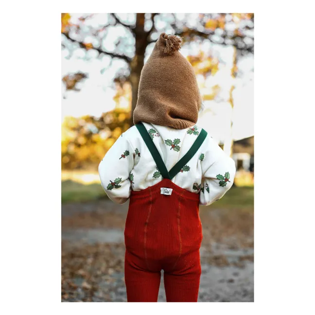 Xmas Organic Cotton Tights | Brick red