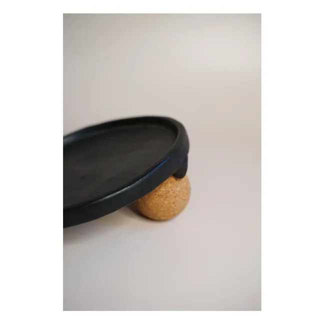 Assiette avec piétement en terracotta | Noir