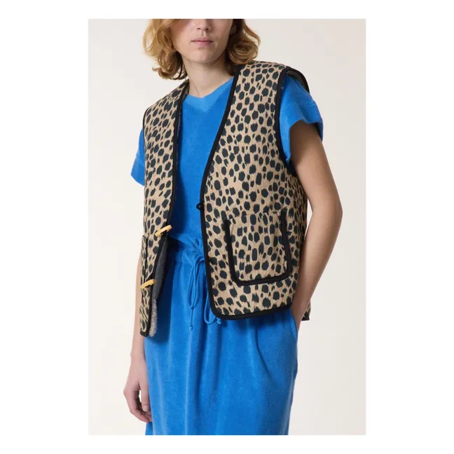 Reversible Sleeveless Veli Jacket | Leopard