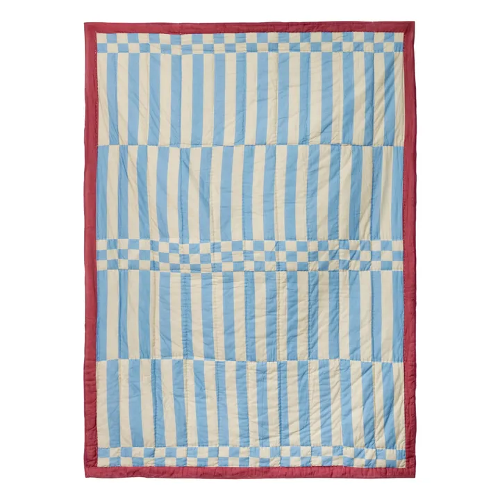 Striped reversible throw | Blue- Product image n°0